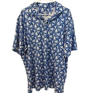Daniel‎ Cremieux Performance L Blue Sail Boat Short Sleeve Polo Mens